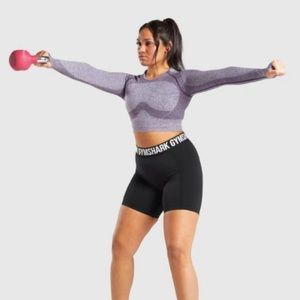 Gymshark Womens FLEX SPORTS LONG SLEEVE CROP TOP purple marl